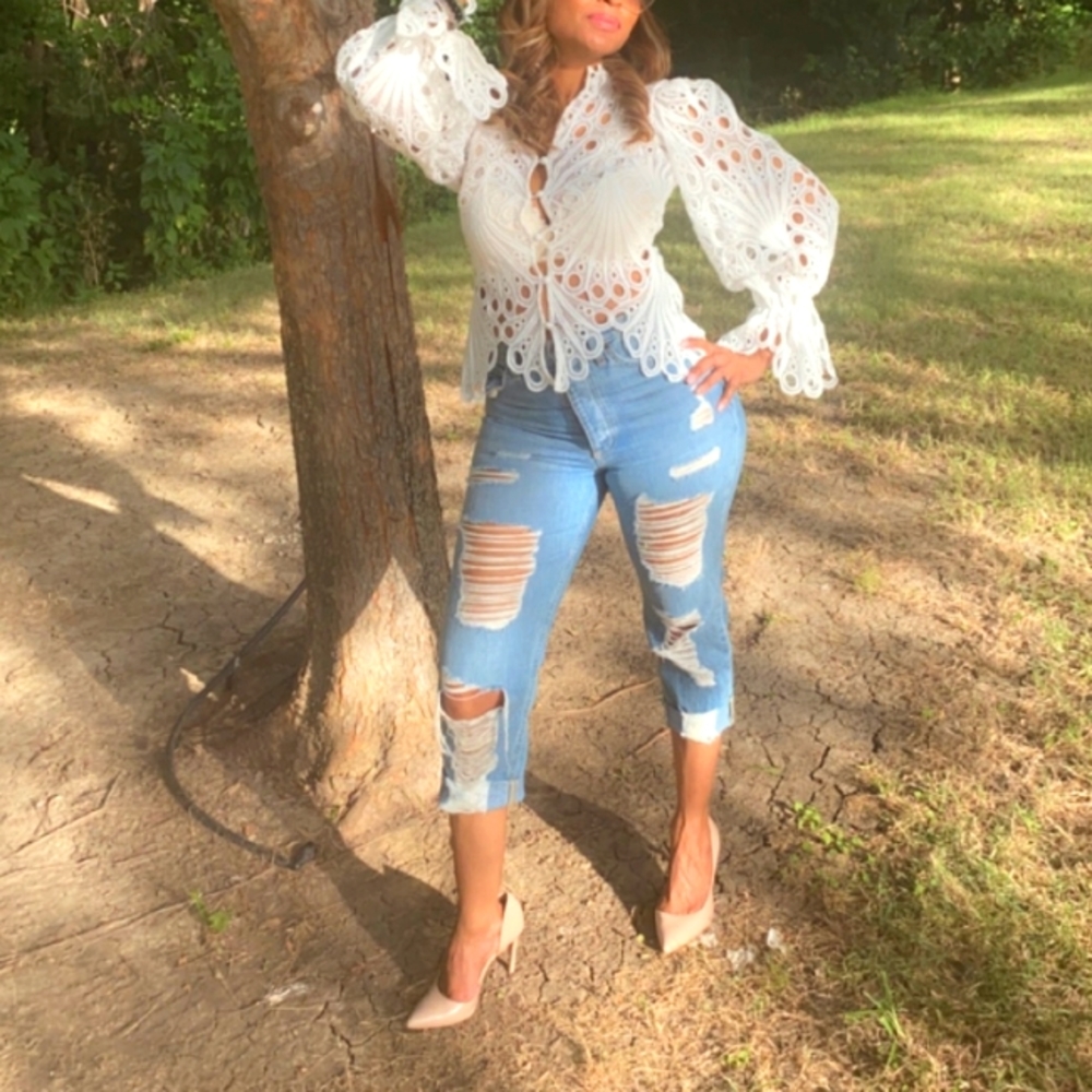 White lacy shirt